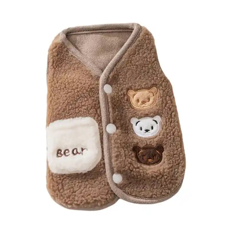 Chaleco para Perros con Bordado de Osito - Caliente y Acolchado