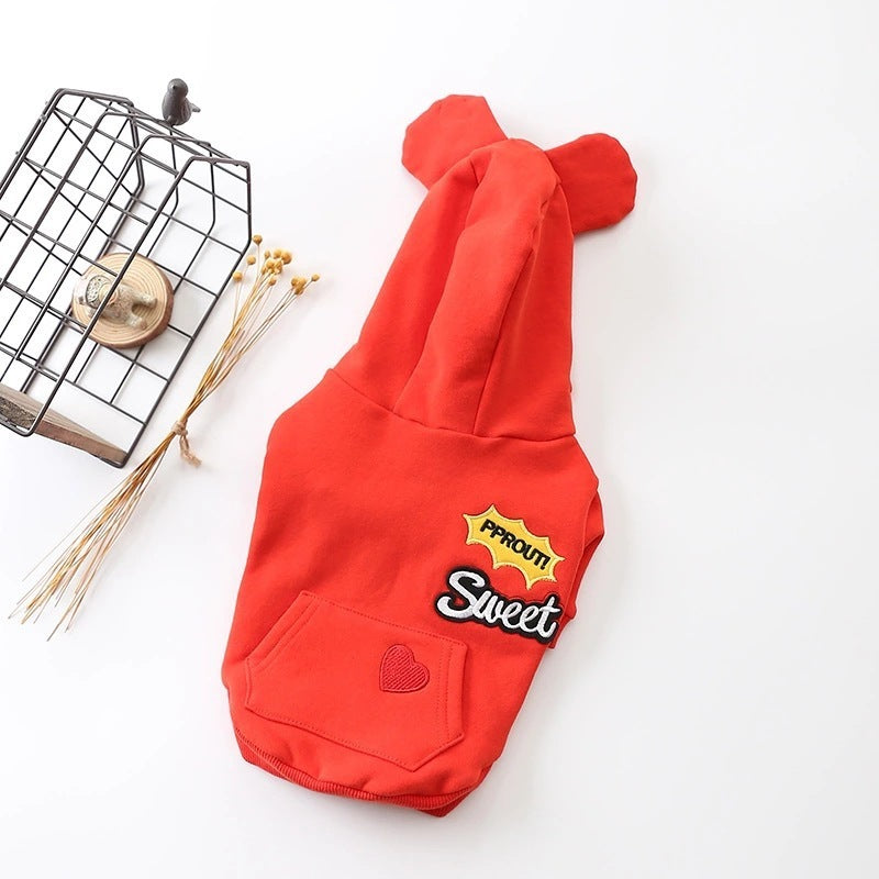 Sweet Dog Hoodie | Ears and Heart Embroidery 
