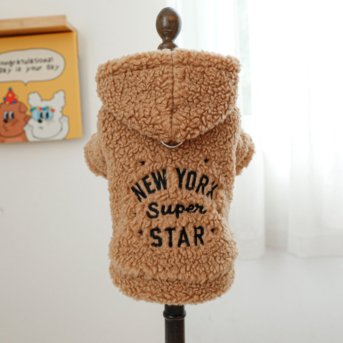 Cappottino Cane New York Super Star Peluche Pon Pon by Dog Moda