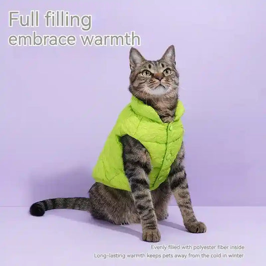 Cappotto ZeZe Gatti Verde - Smanicato Collo Alto S-M-L by Dog Moda