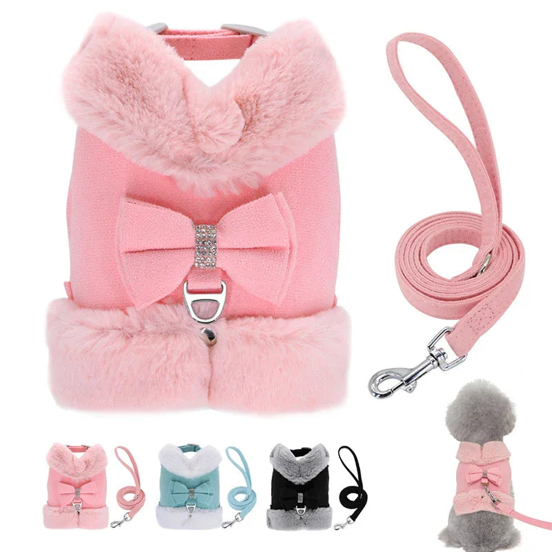 Dog Harness with Bow and Adjustable Leash