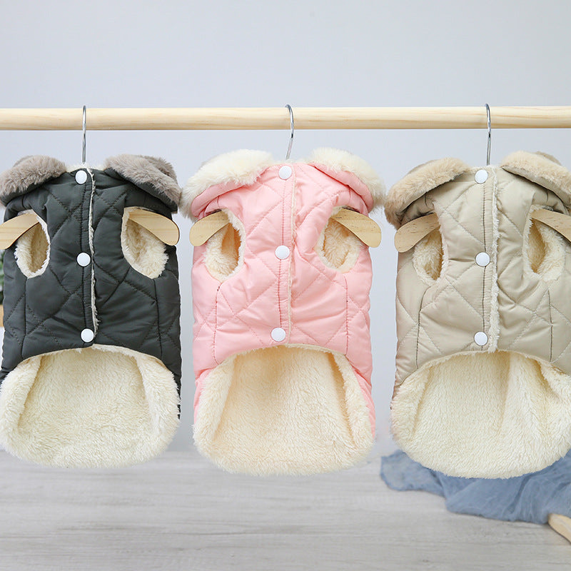 "Witty" Sleeveless Poodle Coat with Faux Fur Collar