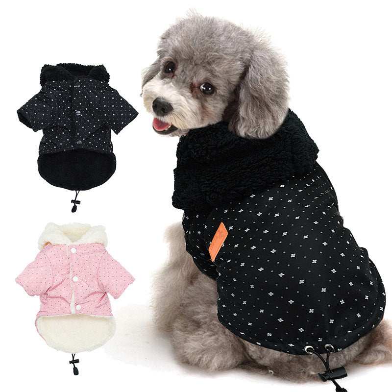 "Mumbai" Fleece Coat for Dogs with Hood and Drawstring