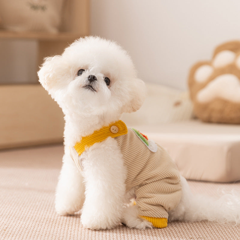 Salopette Arcobaleno Velluto Cani con Bretelle 4 Zampe