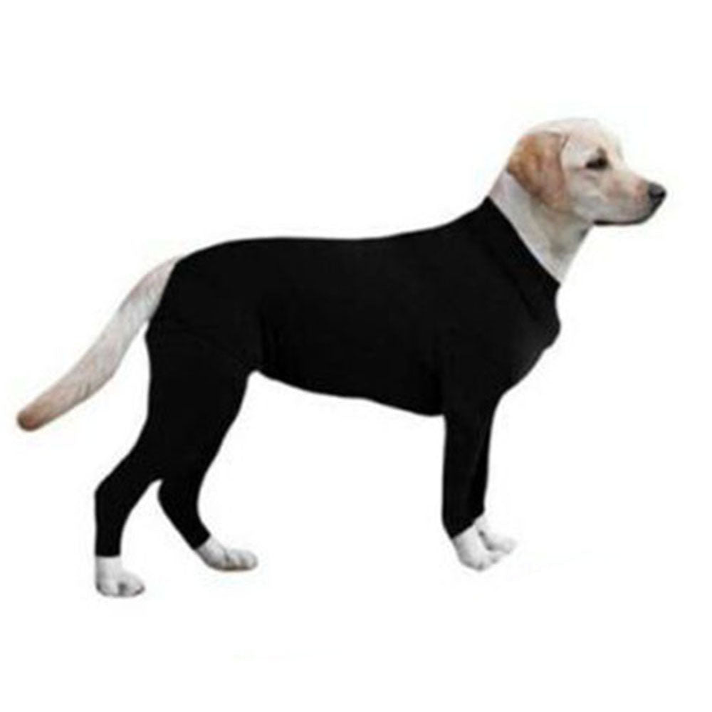 Dog jumpsuit for medium and large sized dogs with 4 legs and abdominal zip