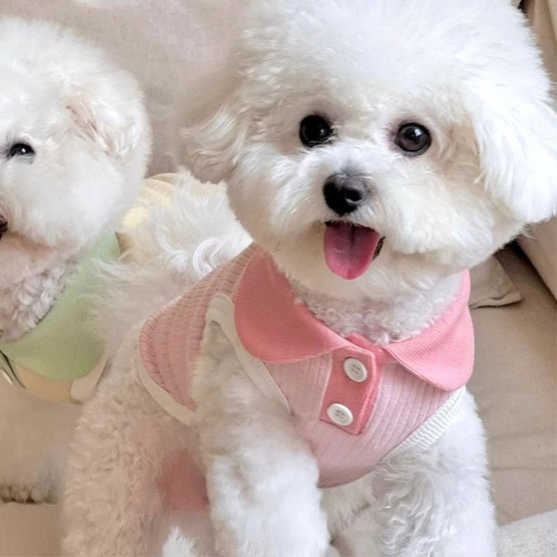 Maglia Polo per Cani Smanicata - Vestito Elegante con Bottoni