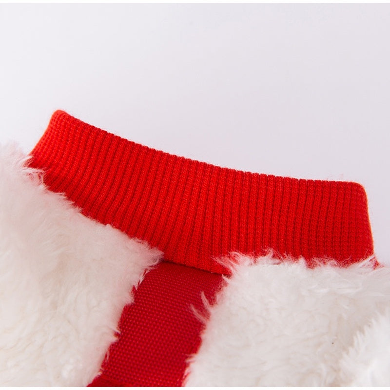 Fleecetröja för små hundar vit röd söt ansikte