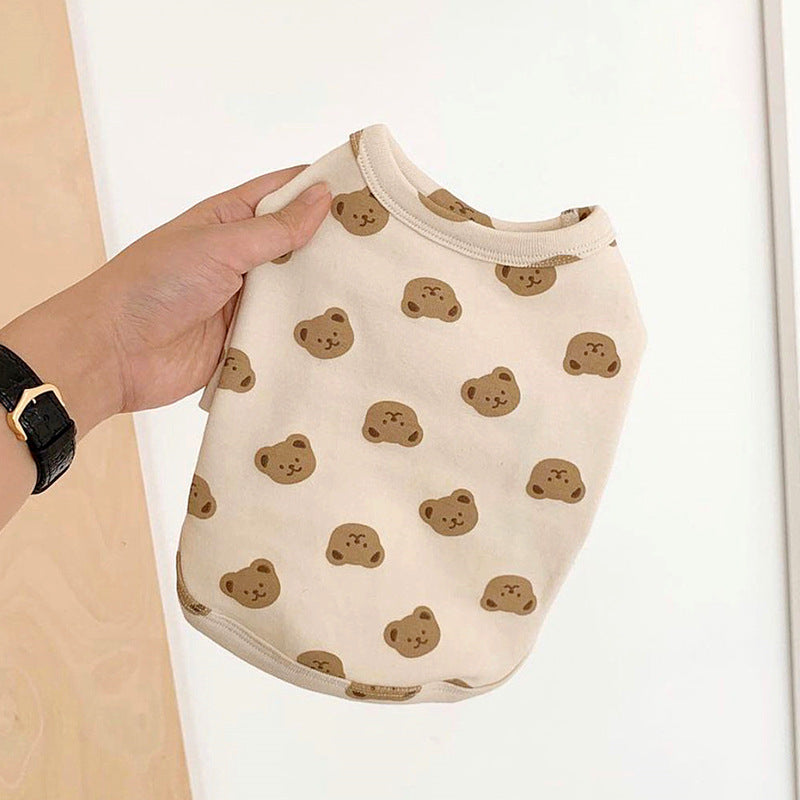 Small Dog Sweater with Teddy Bear Print – Available in Yellow, White and Pink