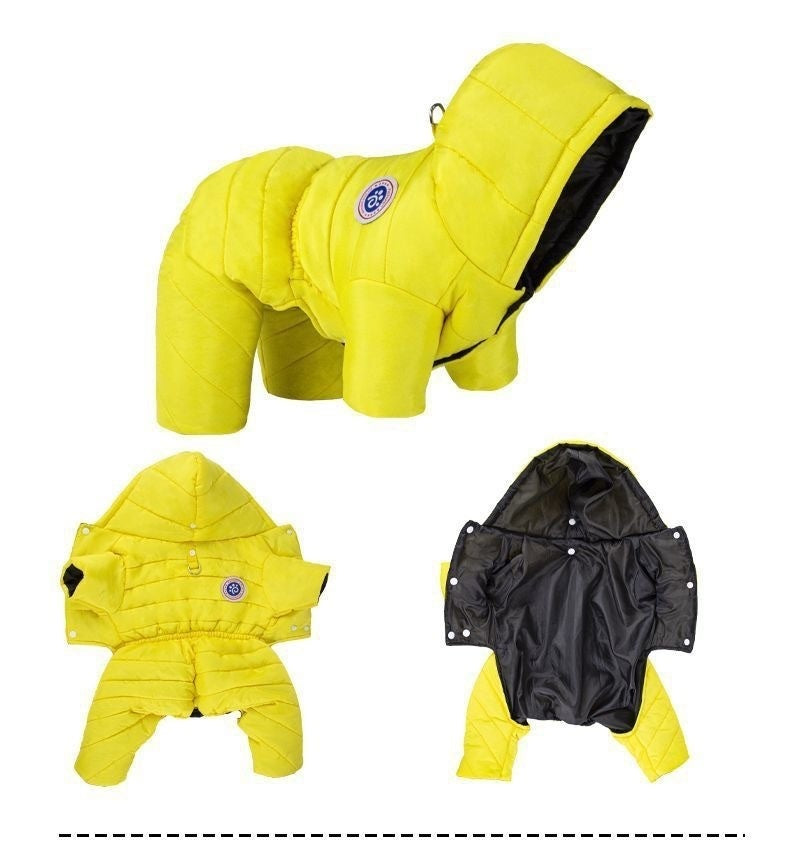 "Chamonix" Dog Down Jacket with Hood and Harness Ring - Full Protection 