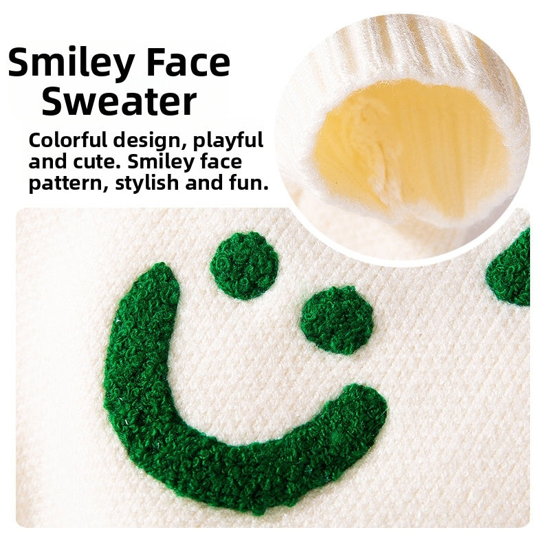 Maglione APPLE per Cani - Bianco con Ricamo e Smile