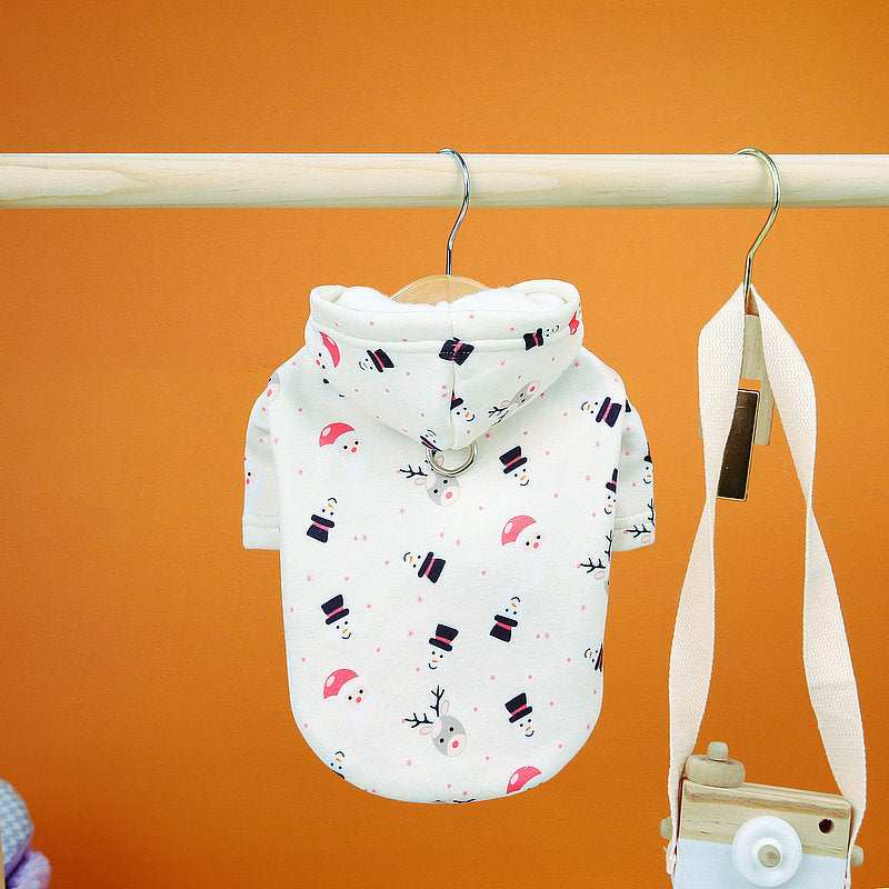 Cappotto in Pile per Cani con Pettorina | Fantasie Natalizie Rosso e Bianco