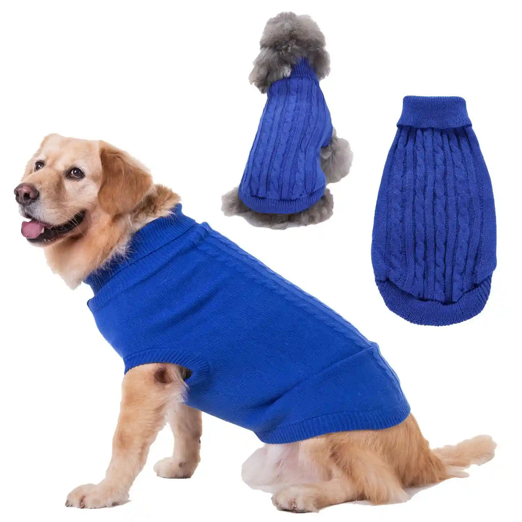 Jersey de trenza para perros y gatos sin mangas con cuello alto acrílico