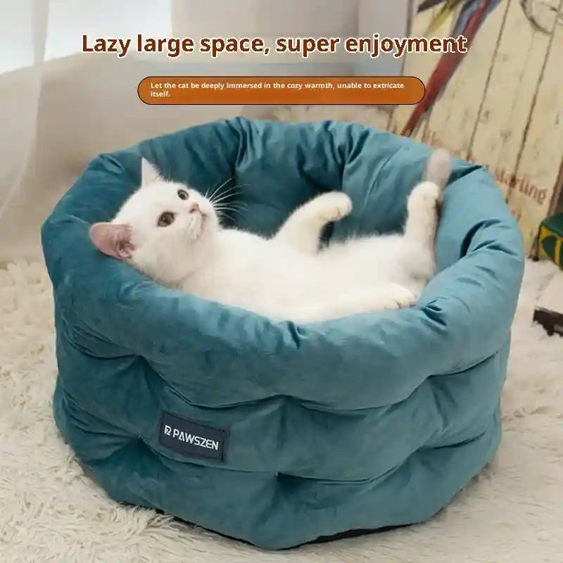 PAWSZEN 猫用バスケット - 高い縁と取り外し可能なクッション付き