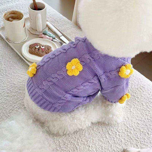 Maglione Violet per Cani - Porpora con Fiorellini Gialli by Dog Moda