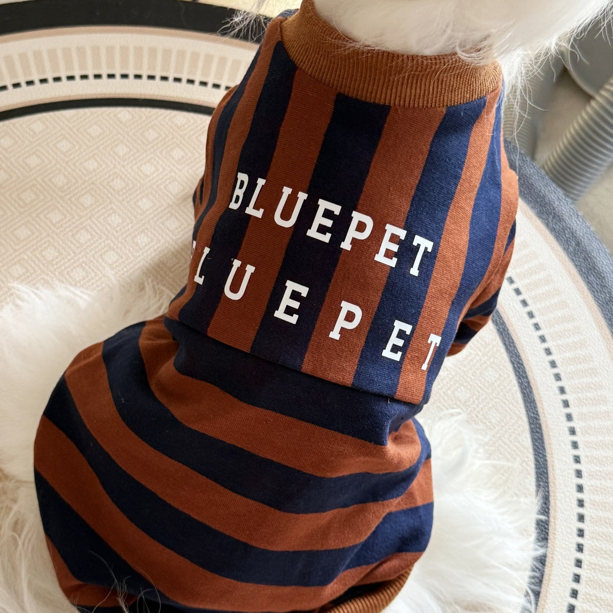 Maglia a Righe per Cani BluePet - Casual Marrone e Blu by Dog Moda