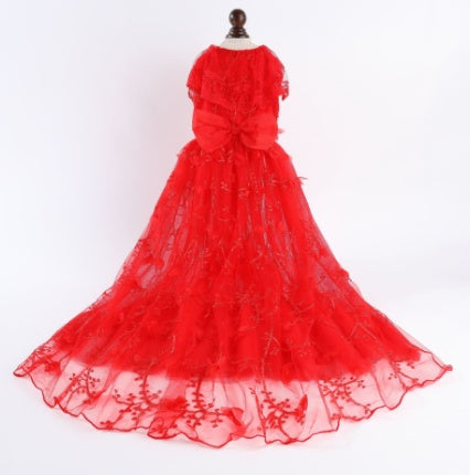 White Dog Formal Dress with Train "Tiana"