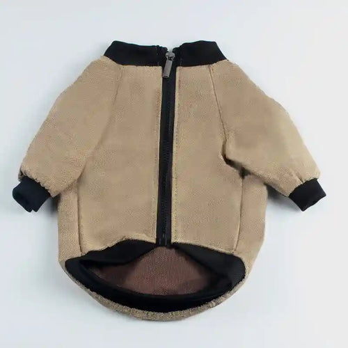 Beige Zip-Up Dog Coat - Padded Raincoat