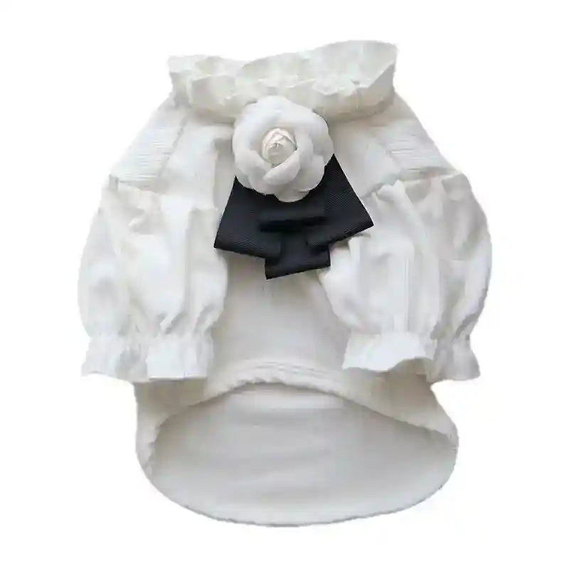 Maglia per Cani Camellia con Fiocchetto | T-shirt Princess Bianca by null