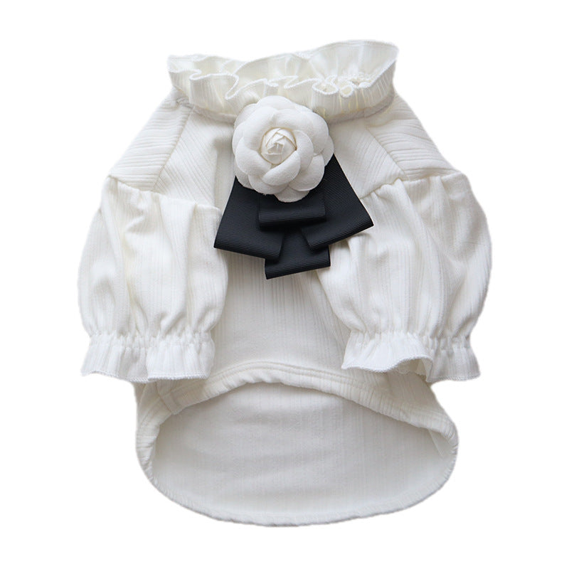 Maglia per Cani Camellia con Fiocchetto | T-shirt Princess Bianca