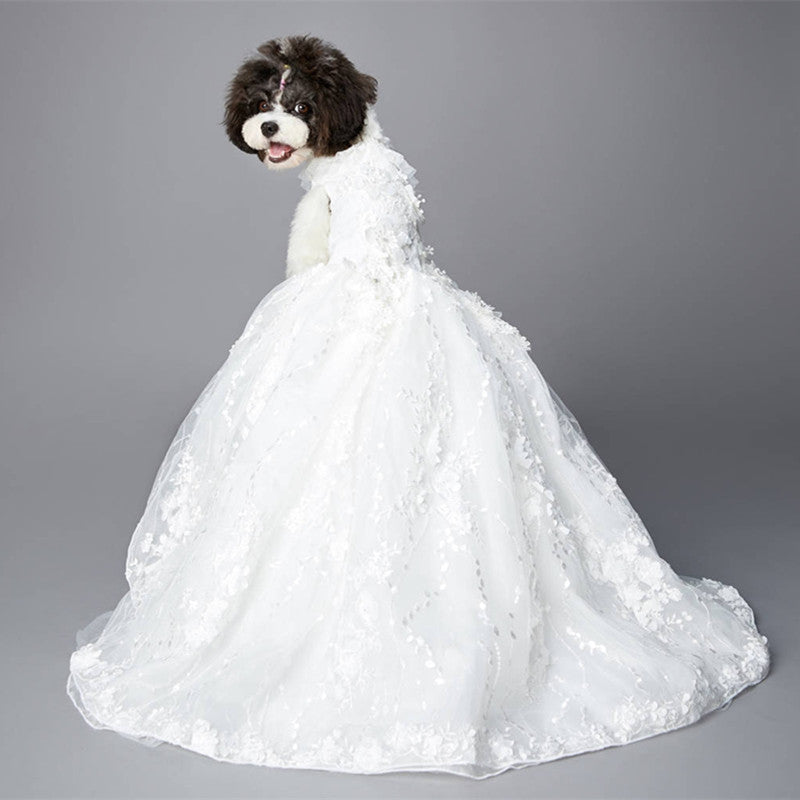 Vestito Principessa Matrimonio Cani - Strascico Ricamato by Dog Moda