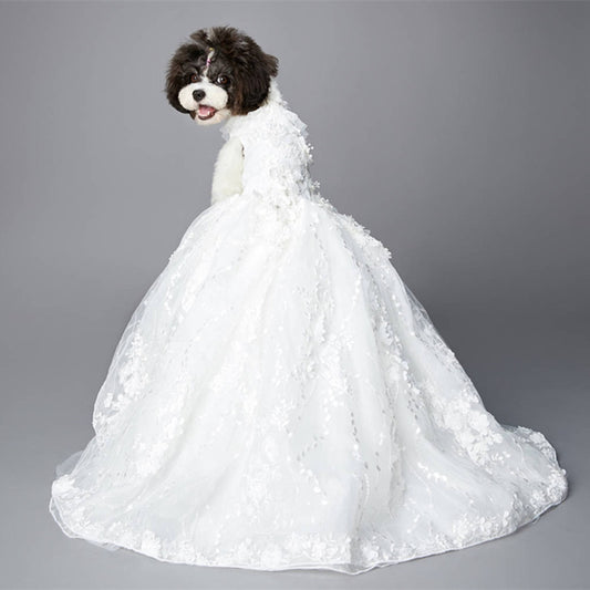 Vestito Principessa Matrimonio Cani - Strascico Ricamato by Dog Moda