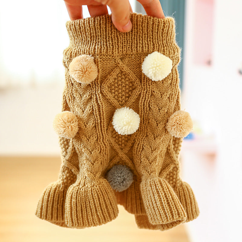 Chihuahua Dress with Pom Pom, Warm and Elegant | DogModa