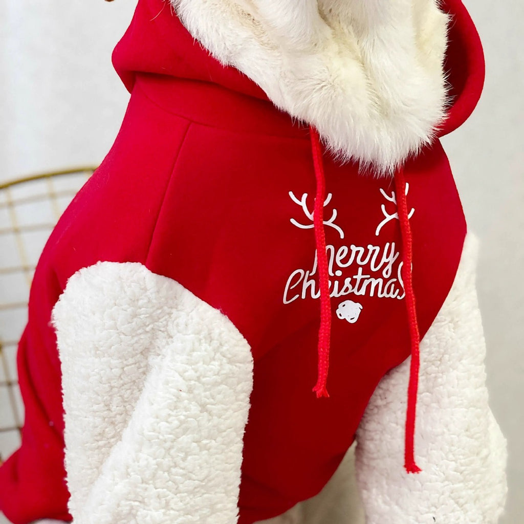 Sudadera Navideña para Perro y Gato Merry Christmas con Reno y Capucha