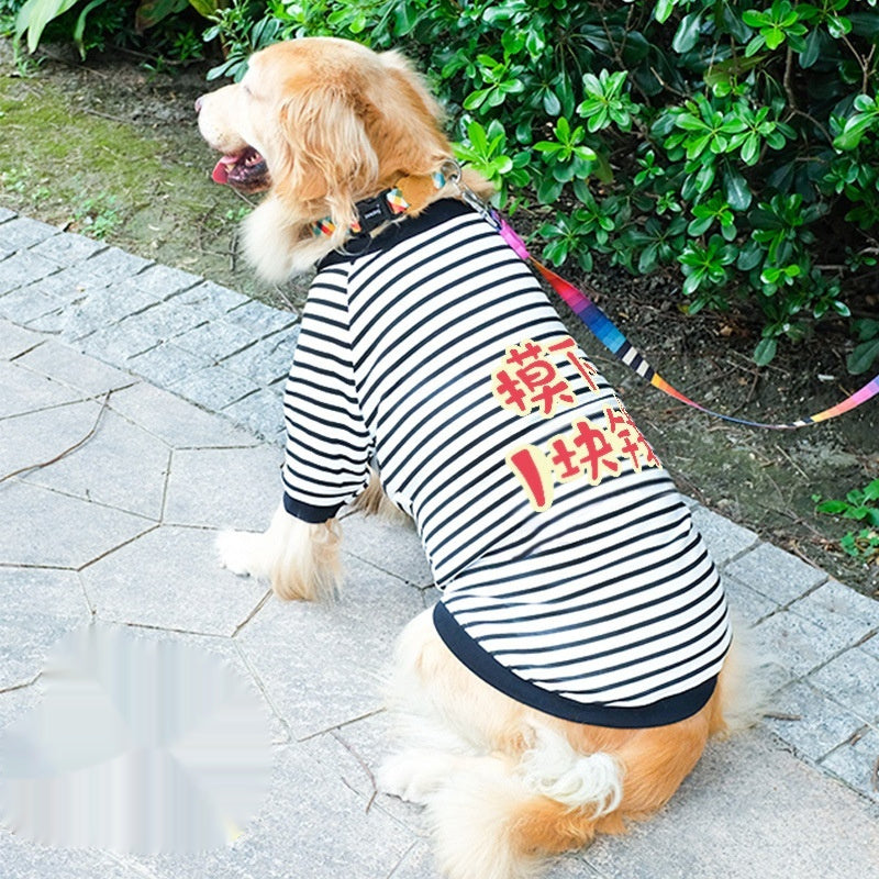 Large Dog Sweatshirt Striped with Colorful Print – Style and Comfort