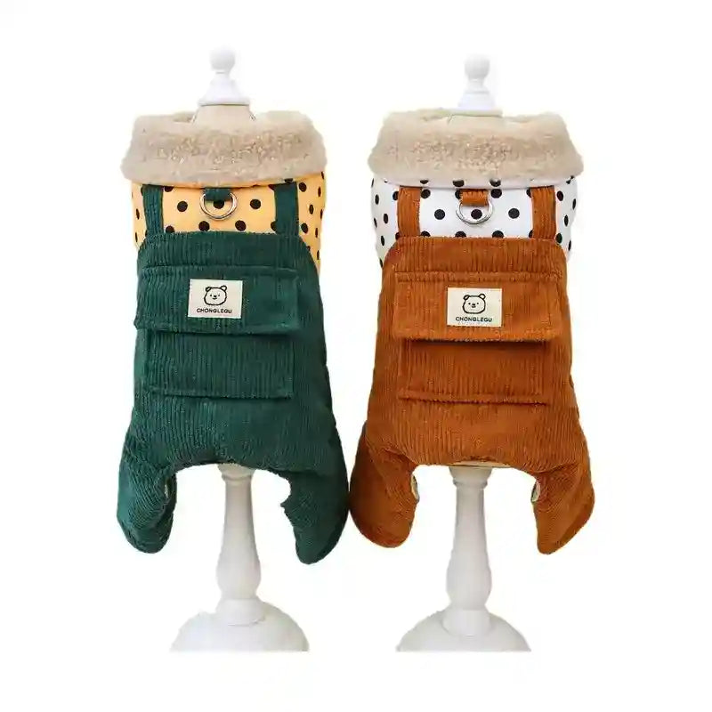 Tutina Salopette per Cani Piccoli - Pile Caldo 4 Zampe con Pettorina by Dog Moda