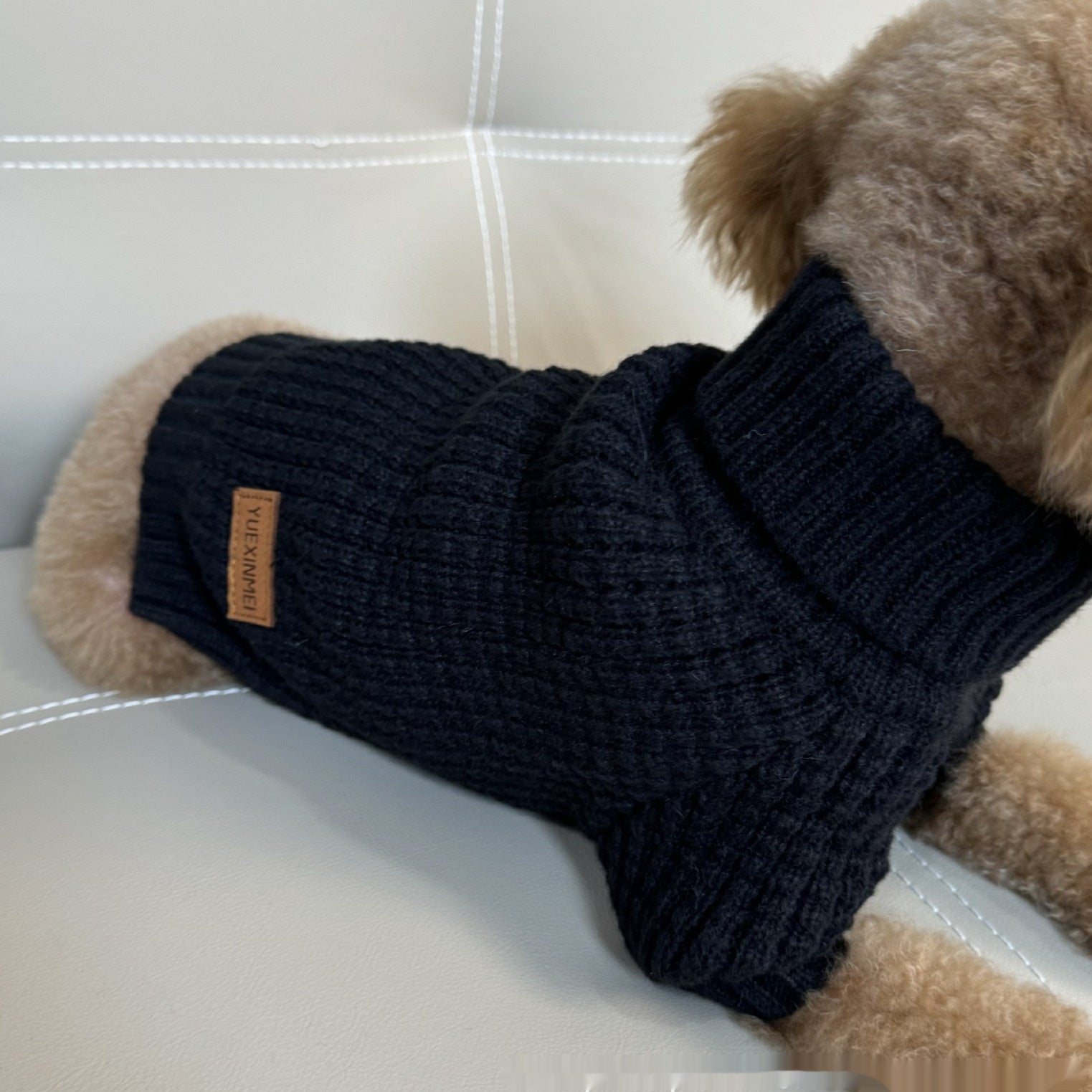 Pull pour chiens col roulé - Peluche douce pour caniches et maltais