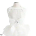 犬用の白い刺繍入り「フローズン」セレモニードレス