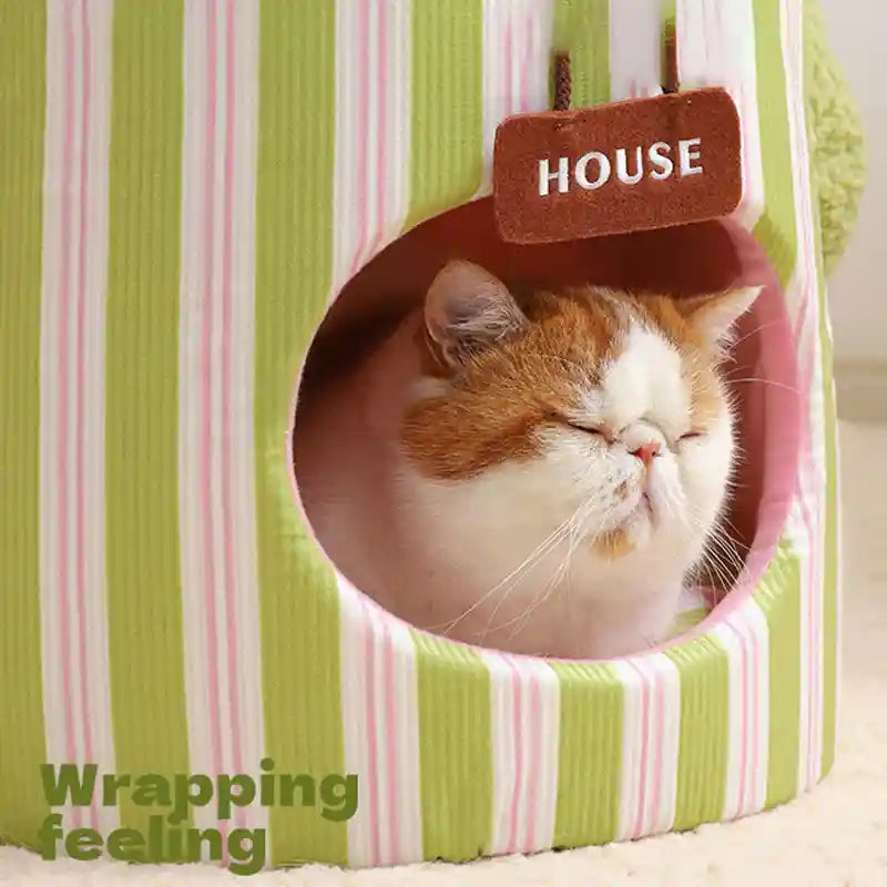 猫用ブロッコリーハウス - 4シーズン対応滑り止めクッション