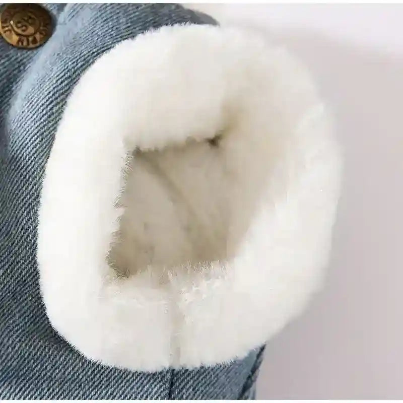 Abrigo Denim Osito 3D para Perros - Chaleco de Peluche