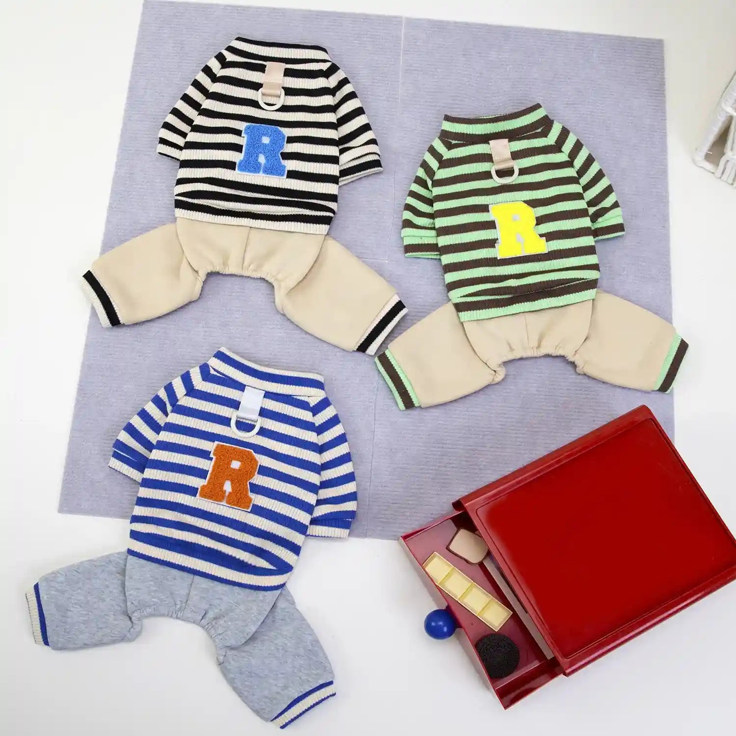 Tutina per Cani Robinson 4 Zampe - Pile a Righe Caldo