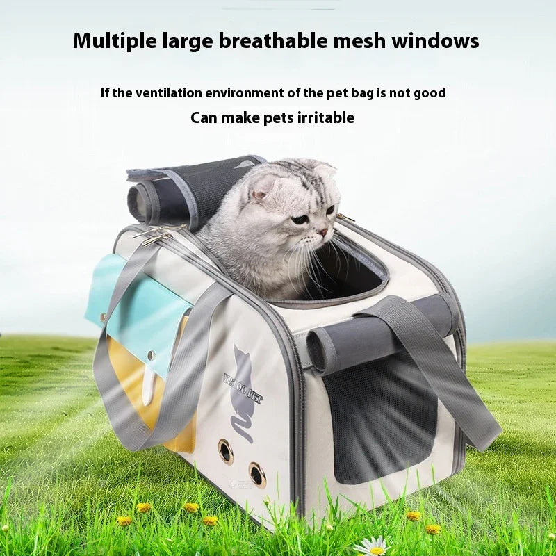 Ventilerad Axelremsväska för Hundar och Katter YBTOO 44cm Resa