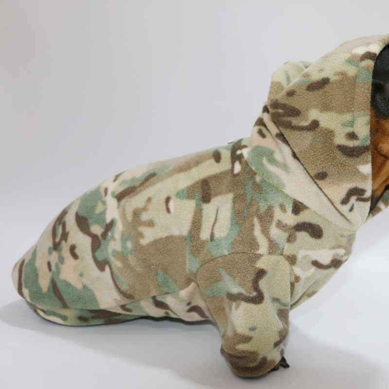 Felpa per Bassotto in Pile con Cappuccio Imbottita Mimetica by Dog Moda