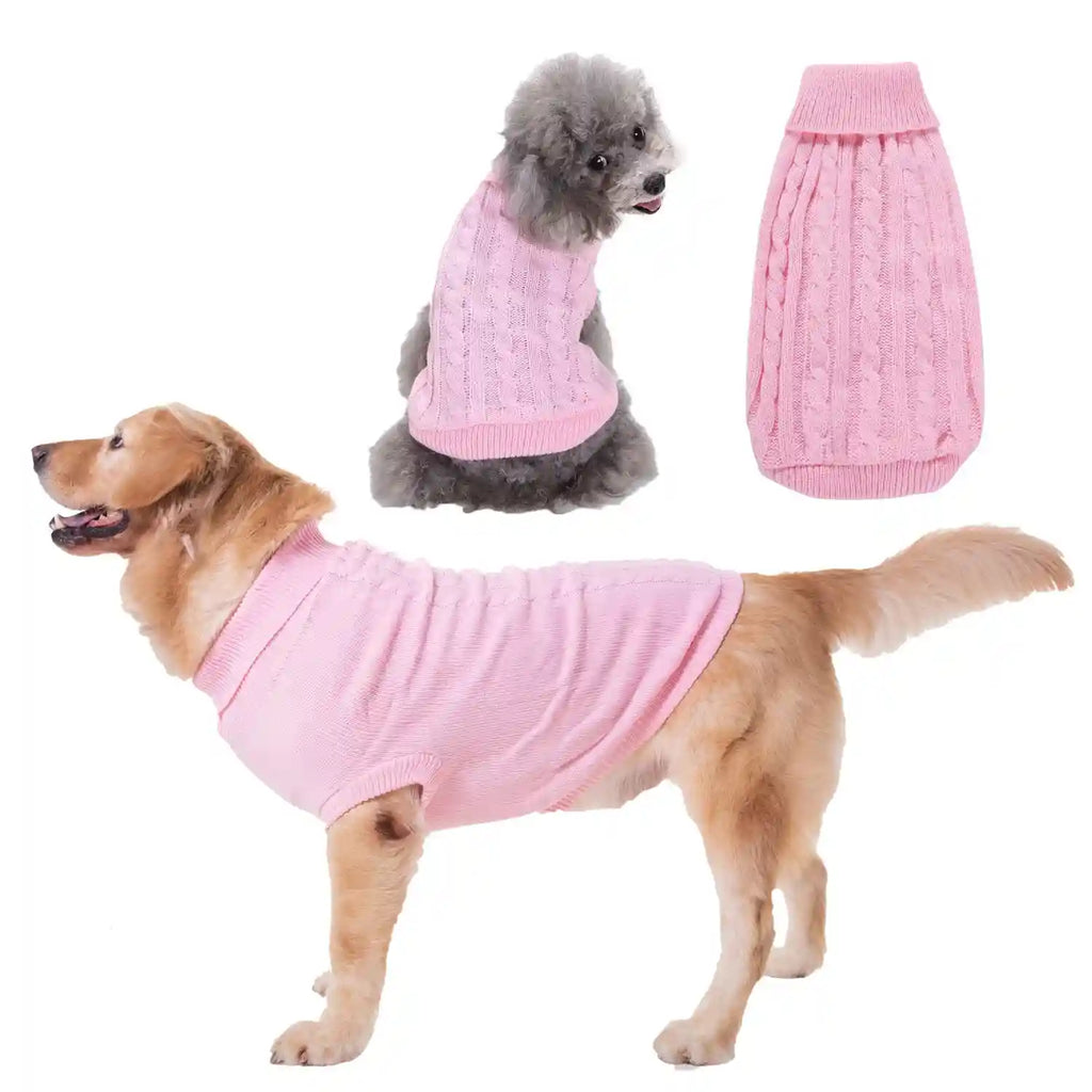 Jersey de trenza para perros y gatos sin mangas con cuello alto acrílico