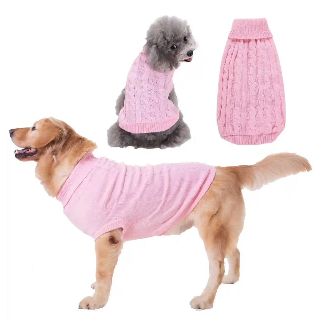 Maglione Treccia Cani Gatti Smanicato Collo Alto Acrilico by Dog Moda
