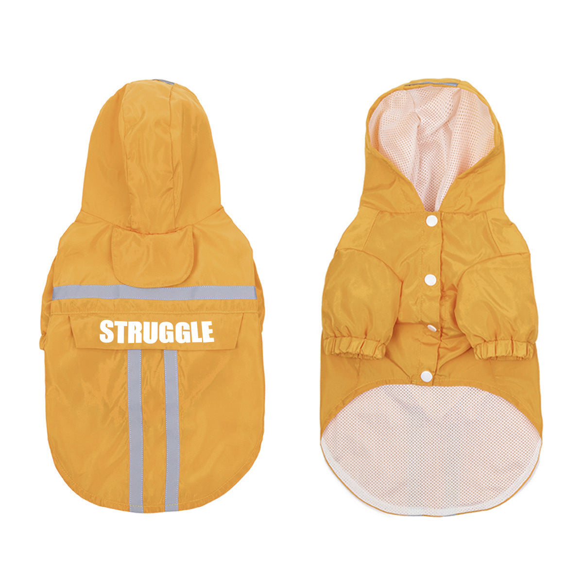 Impermeabile per Cani Modello Struggle con Chiusura a Bottoni e Strisce Riflettenti - Dog Moda