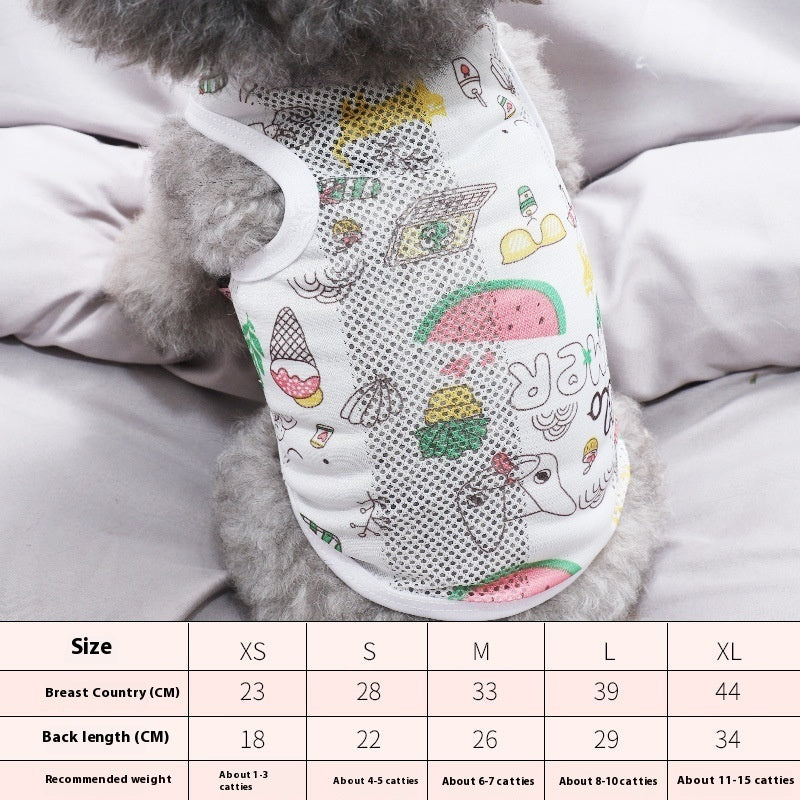 Camiseta sin mangas para perros con dibujos de animales - Blanca transpirable