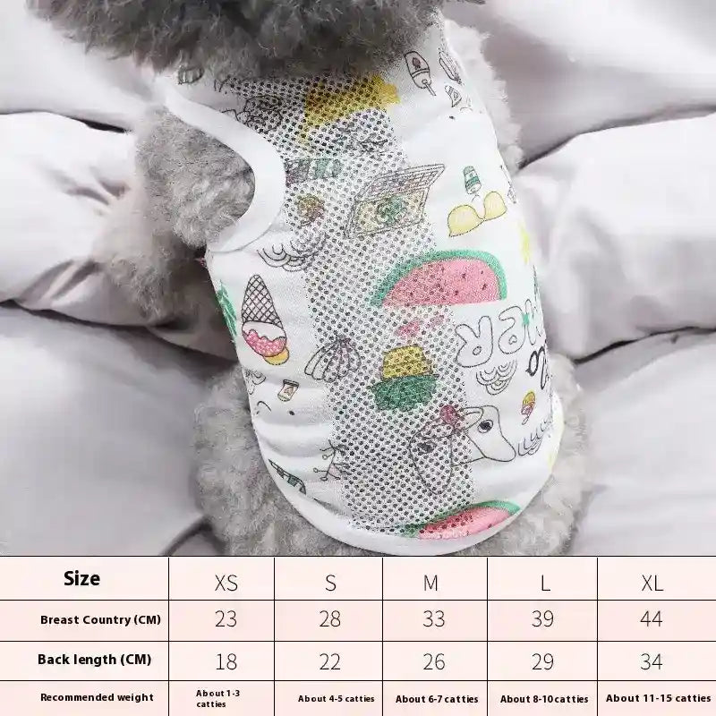 Maglia Smanicata per Cani con Disegni Animali - Bianca Traspirante by Dog Moda
