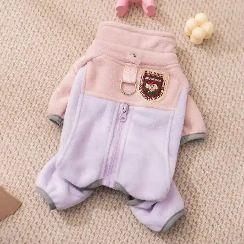 Mono de forro polar para gatos - 4 patas con cremallera frontal