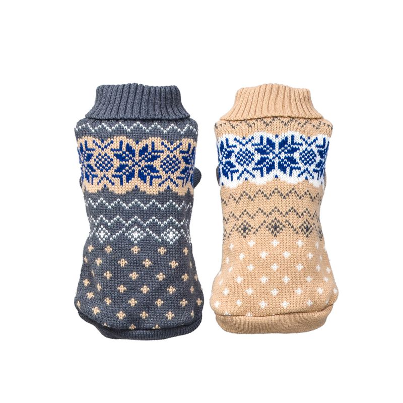 Suéter para Perros y Gatos con Bordados de Nieve - Suave y Cálido para Invierno