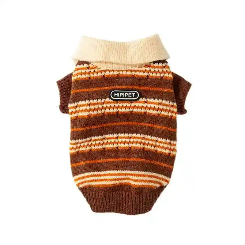 Suéter para Perros y Gatos de Rayas Caliente de Invierno Tejido de Punto