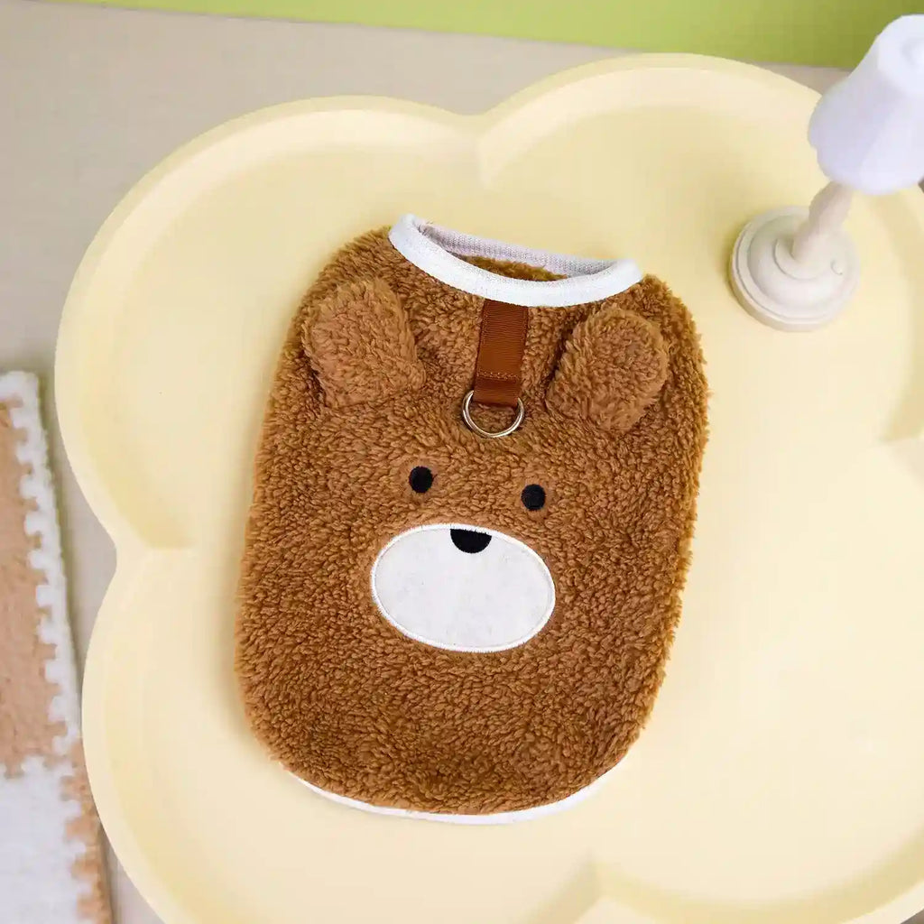 Abrigo de forro polar para perros Osito - Chaleco con anillo