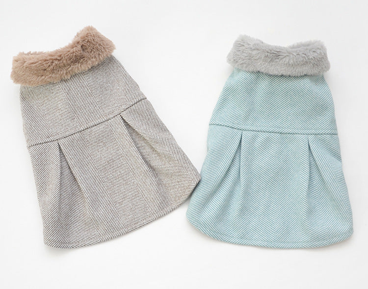 Vogue Pup Sleeveless Coat - Stripes and Warm Fleece