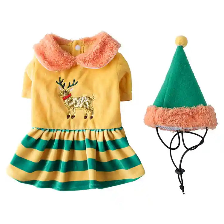 Tutina Natale Cane 4 Zampe - Pigiama Babbo Natale Verde by Dog Moda