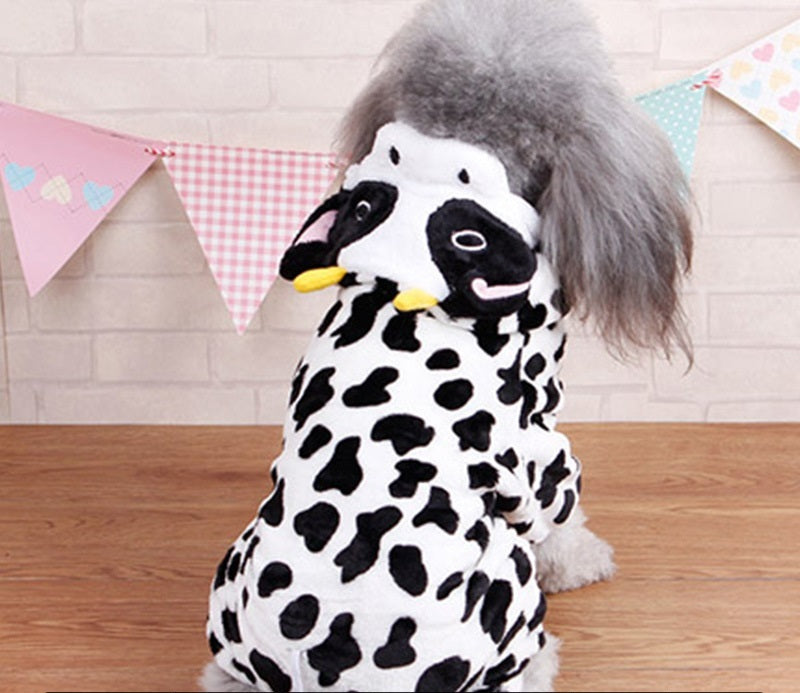 Costume invernale per cani a forma di orso, mucca, dinosauro, leone