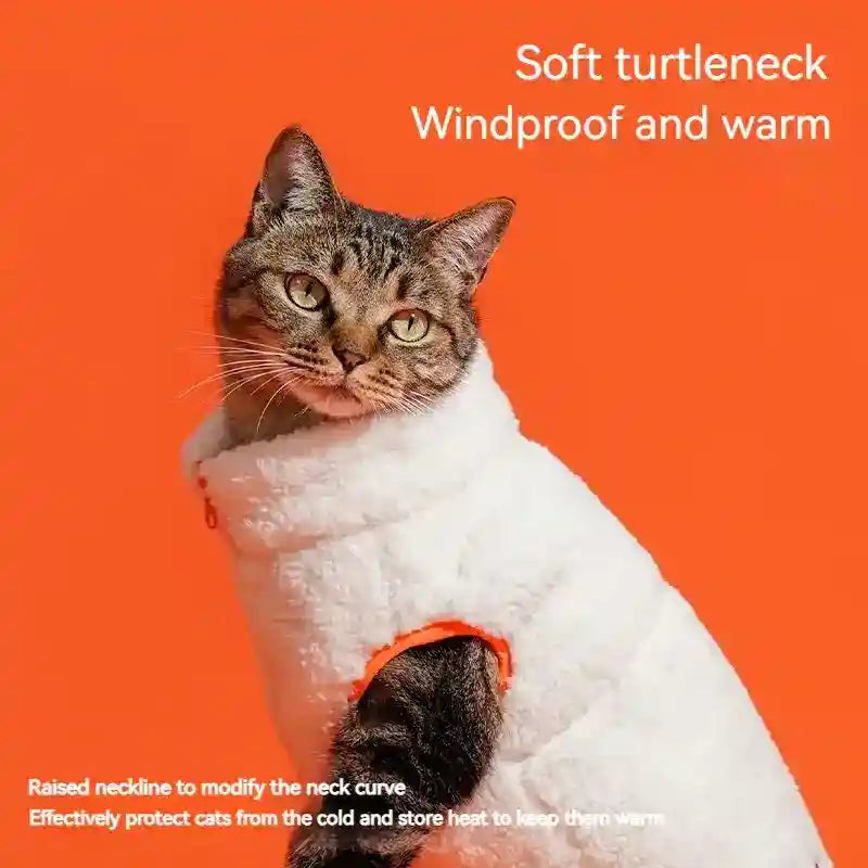 Abrigo ZEZE de forro polar blanco para gatos - Calor invernal