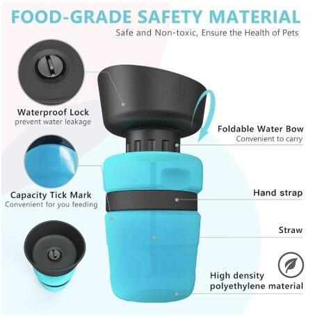 Borraccia per Cani Portatile 2 - in - 1 con Ciotola Pieghevole – Impermeabile e a Prova di Perdite - Dog Moda